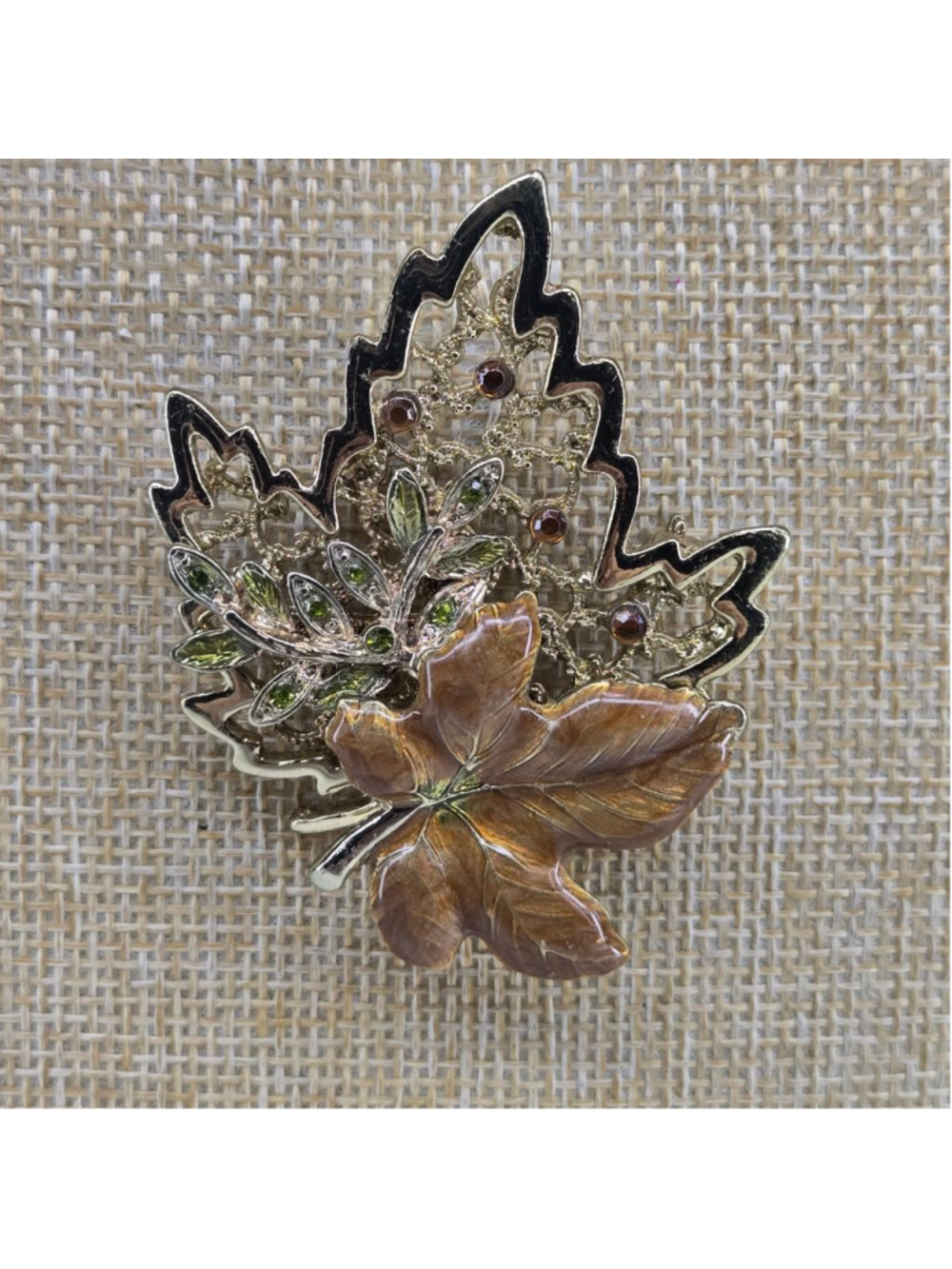 Vintage Kenneth Cole Gold Tone Double Maple Leaf Brooch Autumn Fall Seasonal